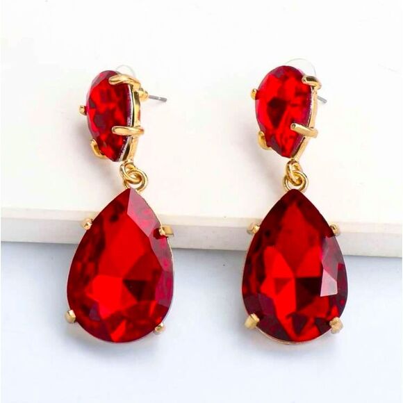 Royalcore Vamp Goth Victorian Renaissance Water Drop Statement Earrings - Picture 1 of 4